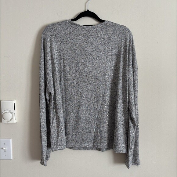 NWT Lane Bryant Plus Size 3X 18/20 Top Gray Copper Metallic Long Sleeve Stretch - Picture 4 of 5